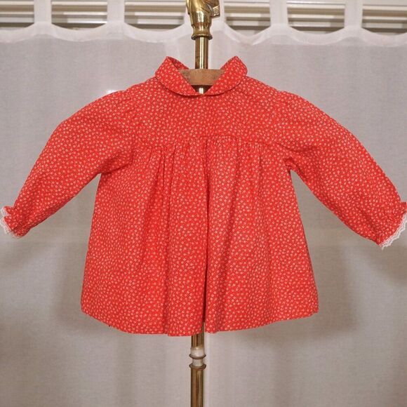 Vintage 90s Baby Togs Red White Floral A-Line Baby Top - Picture 2 of 8